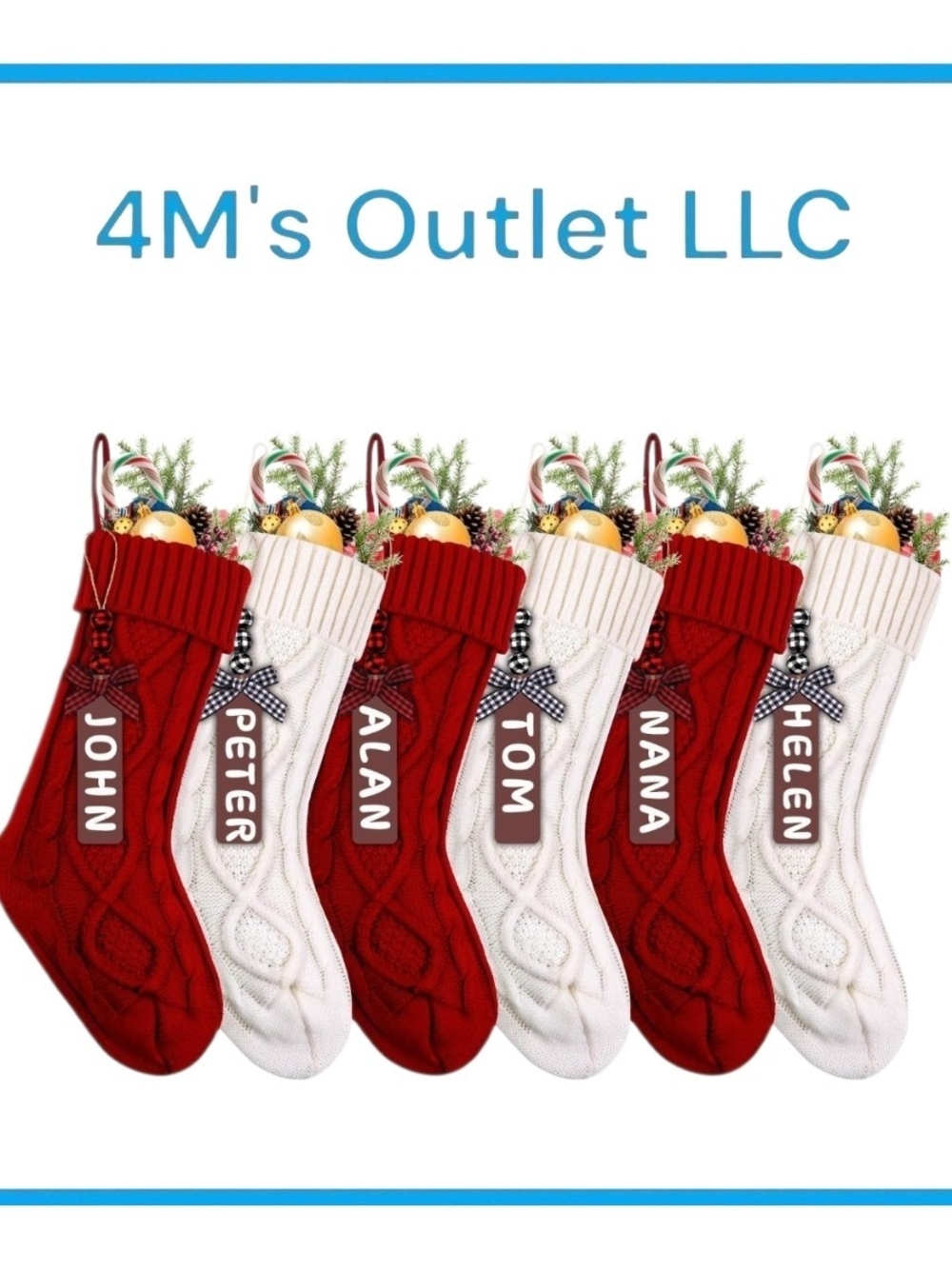 Personalized Christmas Stockings - Red & Cream Knit Holiday Stockings